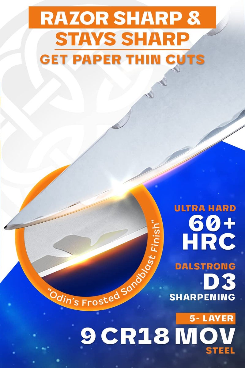 Dalstrong سكين دالسترون للتقطيع - 6.5 بوصة - سلسلة فالهالا - فولاذ 9CR18MOV HC - مقبض من الراتنج السماوي والخشب هدية سكين مطبخ - لتقطيع اللحم، والنحت، والعظام، وإزالة العظام، والعظام - Image 2
