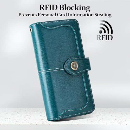 FALAN MULE Women's Wallet Genuine Leather RFID Blocking Large Capacity Trifold Ladies Wallet Wristlet Clutch Card Holder - Image 3