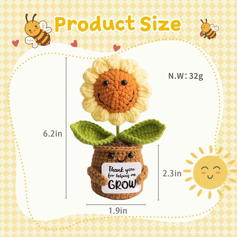 MS ZHENQIAO Sunflower Valentines for Teacher Women - Thank You Appreciation Emotional Inspirational Support Crochet Sunflowers Gifts Valentine's Day for Teachers Men Coworker Boss Friend Retirement - Image 2