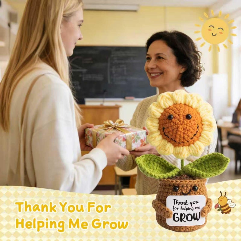 MS ZHENQIAO Sunflower Valentines for Teacher Women - Thank You Appreciation Emotional Inspirational Support Crochet Sunflowers Gifts Valentine's Day for Teachers Men Coworker Boss Friend Retirement - Image 5