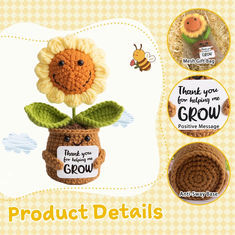 MS ZHENQIAO Sunflower Valentines for Teacher Women - Thank You Appreciation Emotional Inspirational Support Crochet Sunflowers Gifts Valentine's Day for Teachers Men Coworker Boss Friend Retirement - Image 3