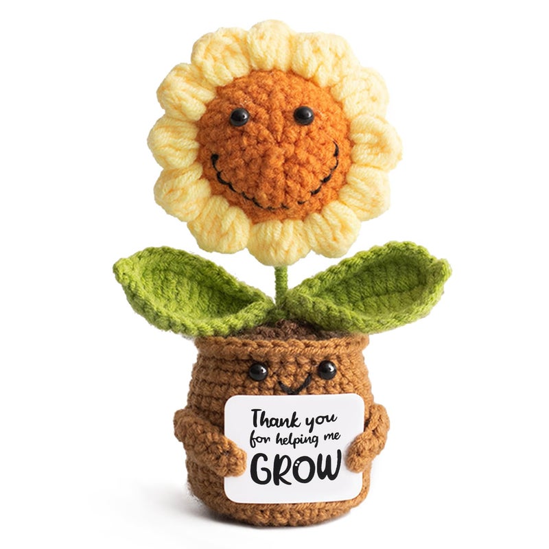 MS ZHENQIAO Sunflower Valentines for Teacher Women - Thank You Appreciation Emotional Inspirational Support Crochet Sunflowers Gifts Valentine's Day for Teachers Men Coworker Boss Friend Retirement - Image 1