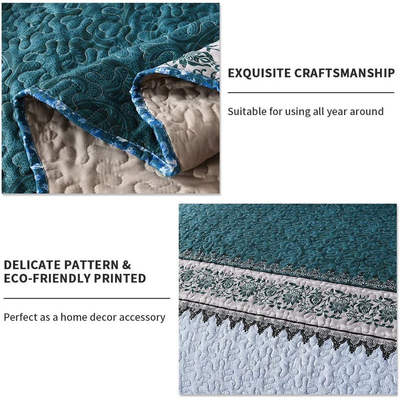 Travan 3-Piece King Quilt Set Quilted Bedspread Oversized Microfiber Soft Lightweight Bedding Set with Shams for All Season, Blue Ocean, King Size - Image 4