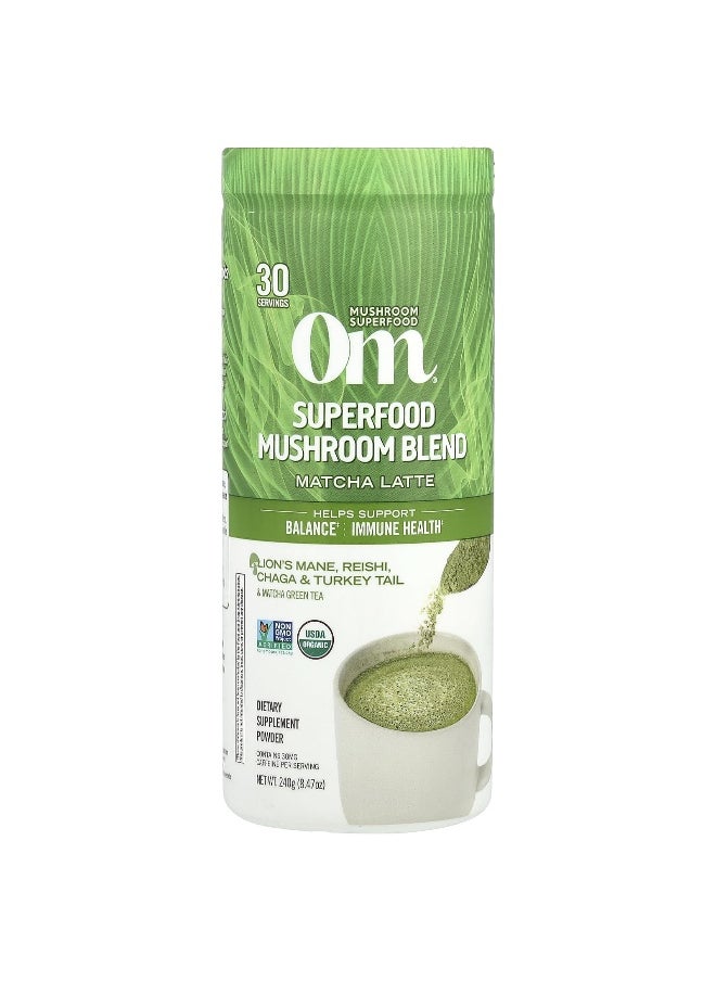 Om Mushrooms Om Mushrooms, Superfood Mushroom Blend, Matcha Latte , 8.47 oz (240 g)  - Image 1