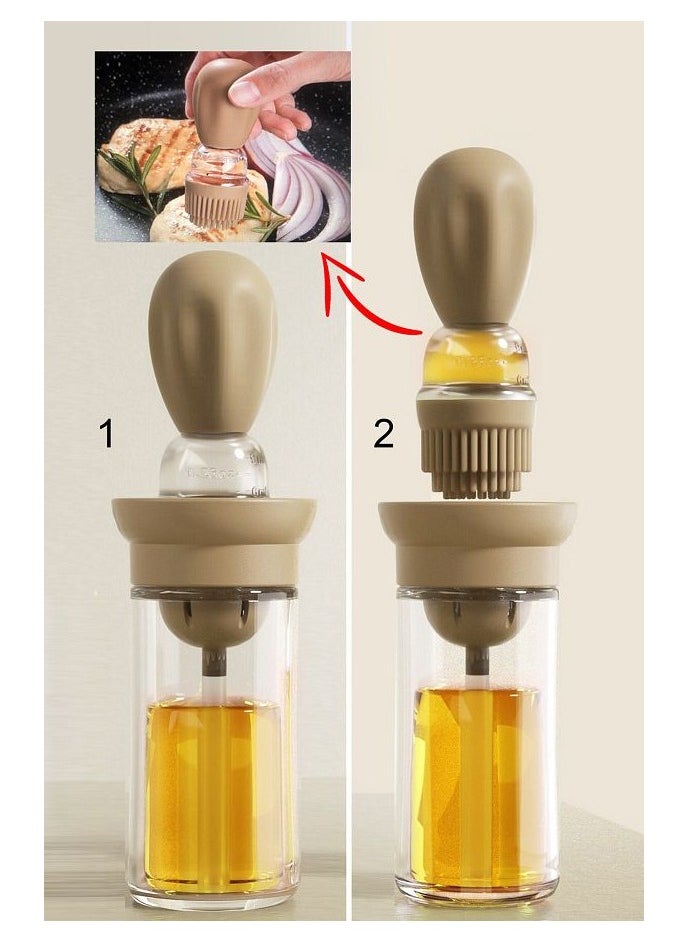 Oil Dispenser Container And Silicone Basting Brush 2 In 1,Oil Brush Bottle For Kitchen