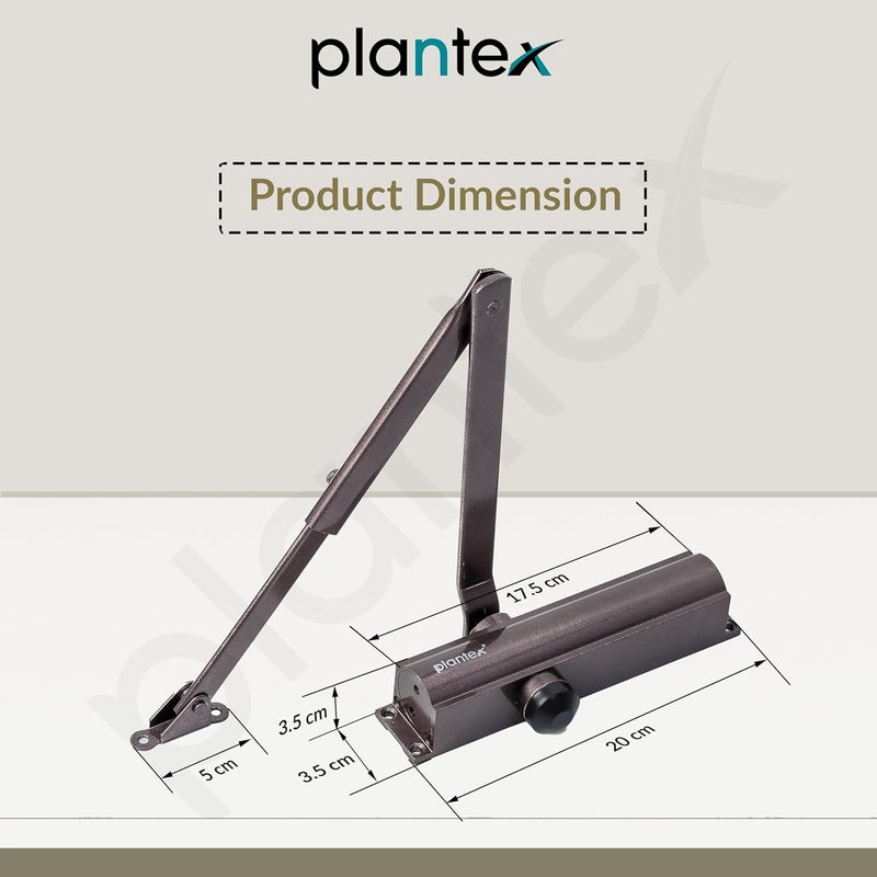 Plantex Premium Aluminium Door Closer55kg Automatic Door Closer for Wooden DoorAdjustable Spring Door Closer Brown ISO 9001 Certified - Image 4