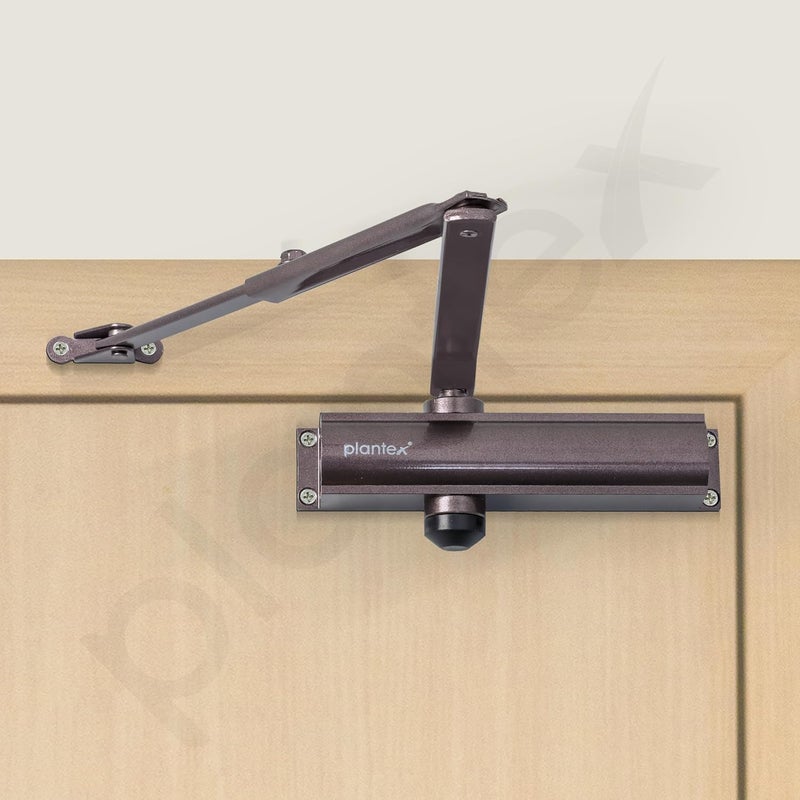 Plantex Premium Aluminium Door Closer55kg Automatic Door Closer for Wooden DoorAdjustable Spring Door Closer Brown ISO 9001 Certified - Image 2