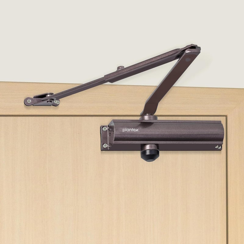 Plantex Premium Aluminium Door Closer55kg Automatic Door Closer for Wooden DoorAdjustable Spring Door Closer Brown ISO 9001 Certified - Image 1