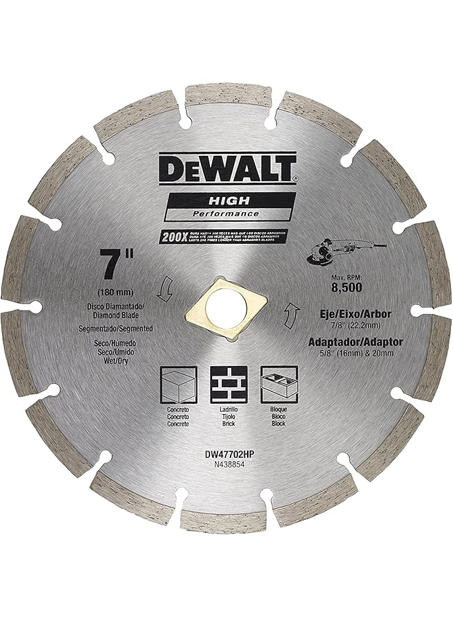 DEWALT Diamond Blade Segmented Wheel 7 Inch Diameter - Image 1