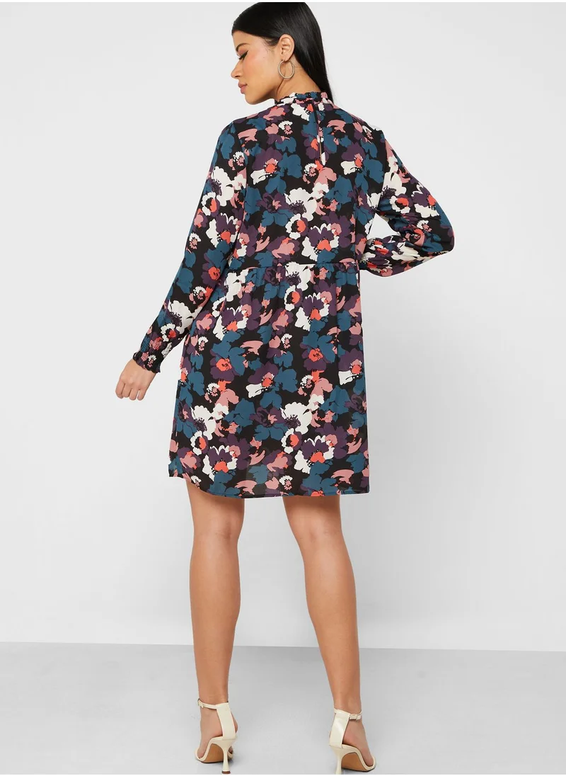 Jacqueline de Yong Floral Print High Neck Dress