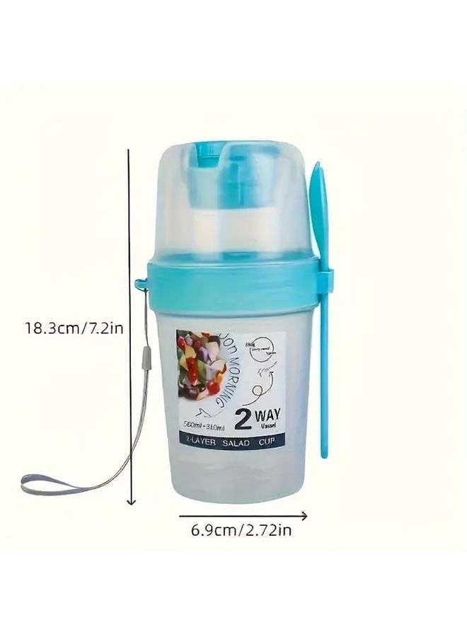 Pink Portable 3 Color Salad Shaker Cup With Fork For Overnight Oats Yogurt Fruit Meal Prep - Image 3