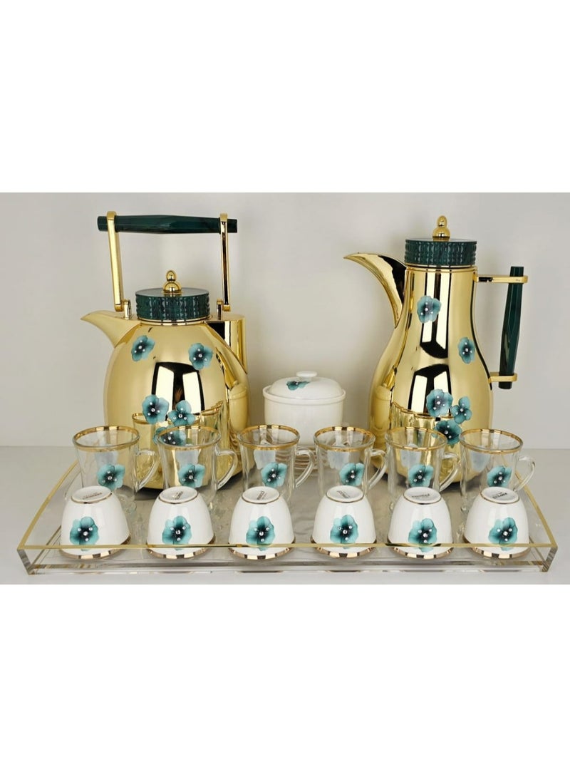 رادین طقم تقديم شاي وقهوة مكون من 22 قطعة، مجموعة كاملة للمنزل والمكتب وهدايا الزفاف - Image 2