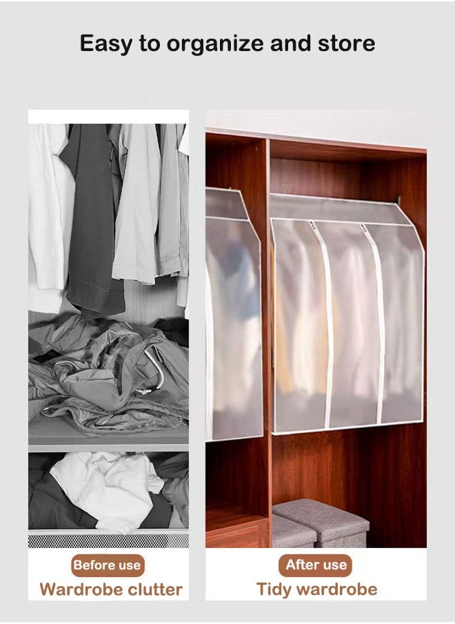 HomarKet 3-Piece Clear Dustproof Garment Bag Hanging Full Zipper Suit Dust Cover Household Wardrobe Closet Organizer for Closet Storage or Travel Clothes  - Image 4