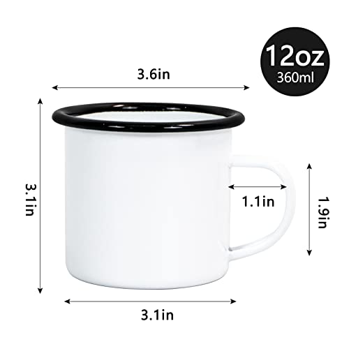 MAIKESUB 4 Pack Sublimation Blank Enamel Mug 12 OZ with Black Rim Camping Travel Coffee Metal Mug Can be used as a gift for Christmas Thanksgiving Mother's Day Father's Day - Image 2
