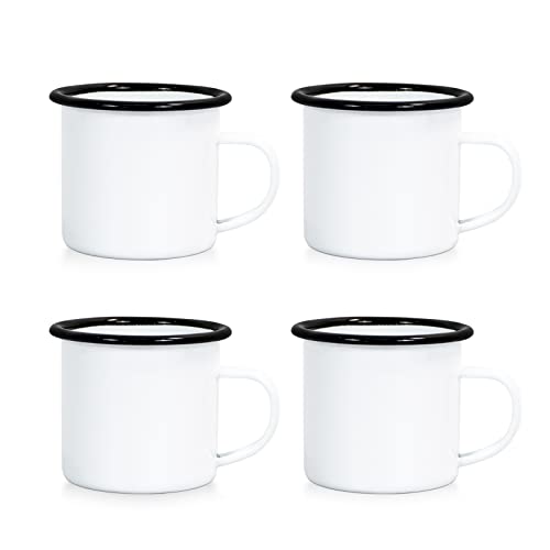 MAIKESUB 4 Pack Sublimation Blank Enamel Mug 12 OZ with Black Rim Camping Travel Coffee Metal Mug Can be used as a gift for Christmas Thanksgiving Mother's Day Father's Day - Image 1