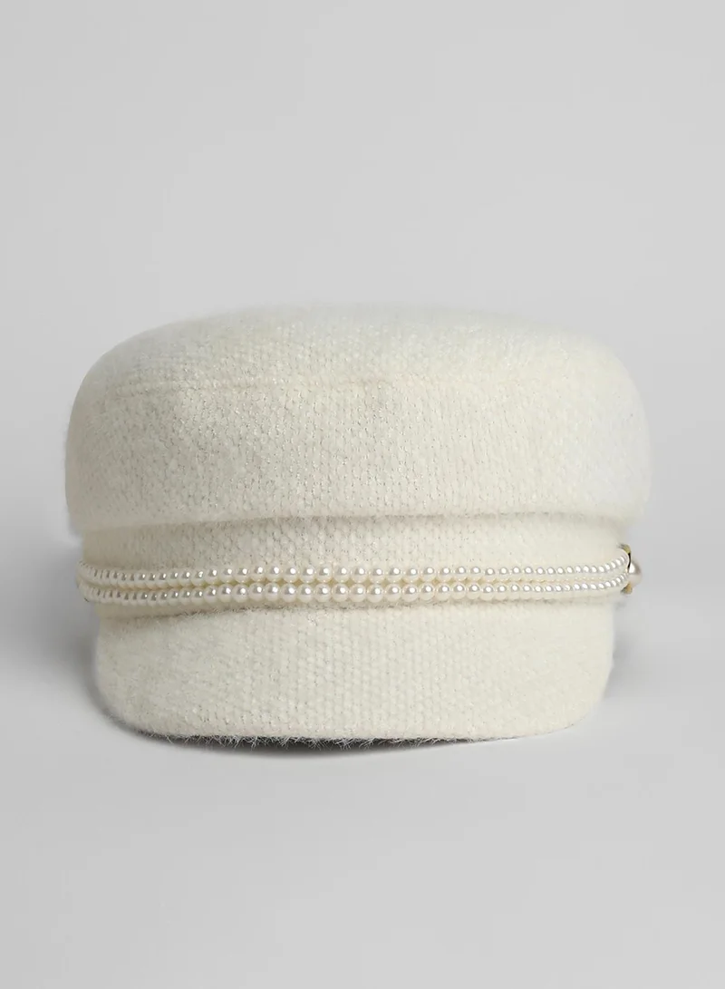 Haute Sauce  Pearl-Lined Breton Cap - Powder White for Women | Best Price UAE