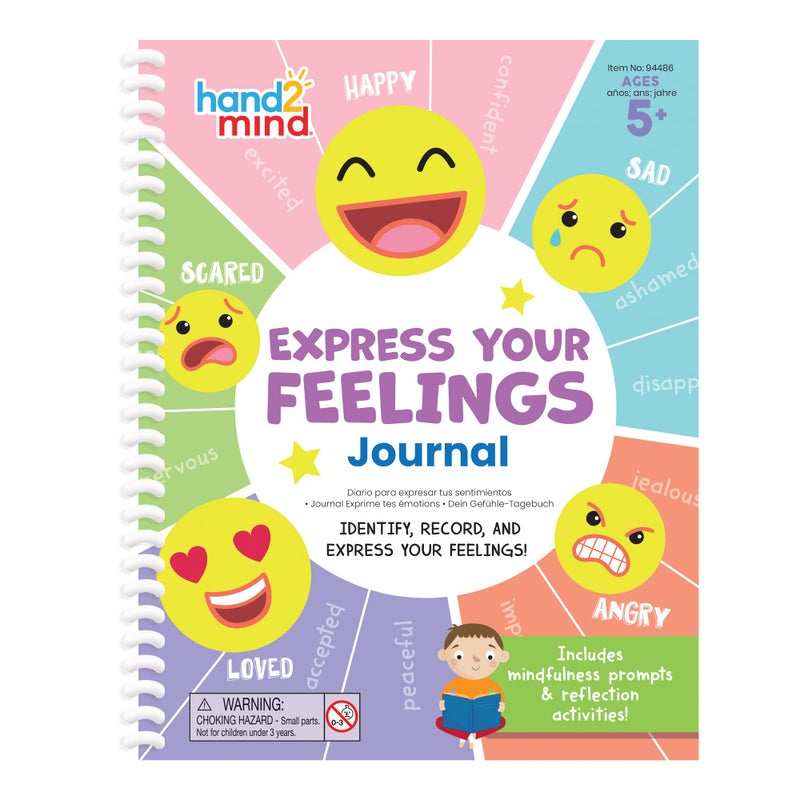 hand2mind Express Your Feelings Journal, Emotions Journal for Kids with Feelings Wheel, Social Emotional Books for Kids, Growth Mindset for Kids, Mindfulness for Kids, Calm Down Corner Supplies - Image 1