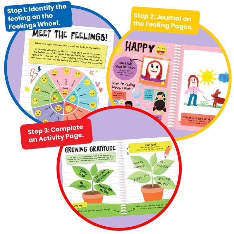 hand2mind Express Your Feelings Journal, Emotions Journal for Kids with Feelings Wheel, Social Emotional Books for Kids, Growth Mindset for Kids, Mindfulness for Kids, Calm Down Corner Supplies - Image 3