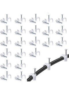 HI PLASST PINS N PLUGS HiPLASST 5mm100pcs Wire Fastener Circle Cable Clips with Metal Nails for Cable Management Cord Organizer round wire clamps for Hanging Cables Fitting on wall 5mm 100  - Image 1