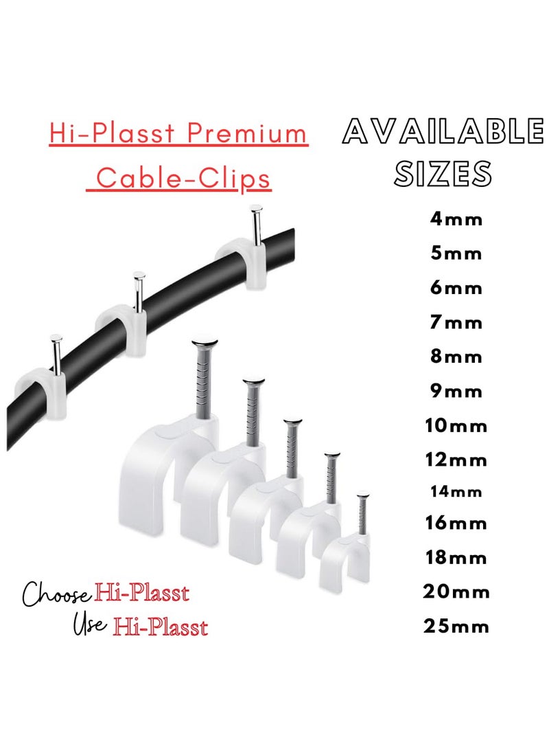 HI PLASST PINS N PLUGS HiPLASST 5mm100pcs Wire Fastener Circle Cable Clips with Metal Nails for Cable Management Cord Organizer round wire clamps for Hanging Cables Fitting on wall 5mm 100  - Image 4