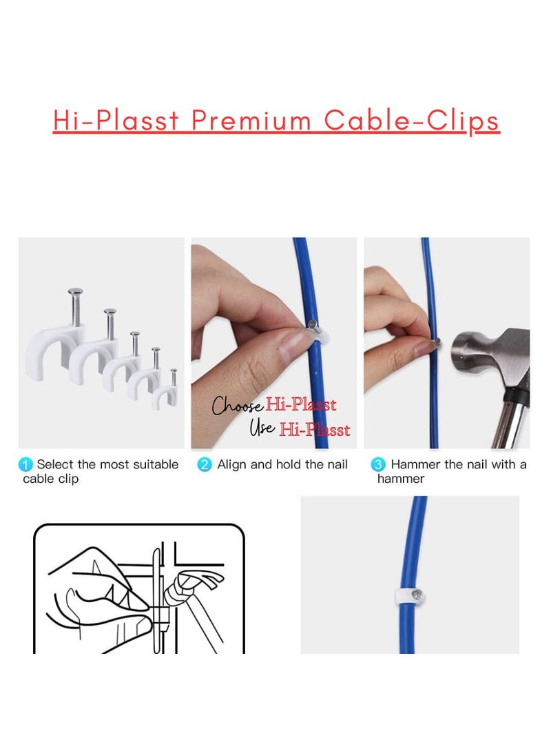 HI PLASST PINS N PLUGS HiPLASST 5mm100pcs Wire Fastener Circle Cable Clips with Metal Nails for Cable Management Cord Organizer round wire clamps for Hanging Cables Fitting on wall 5mm 100  - Image 5