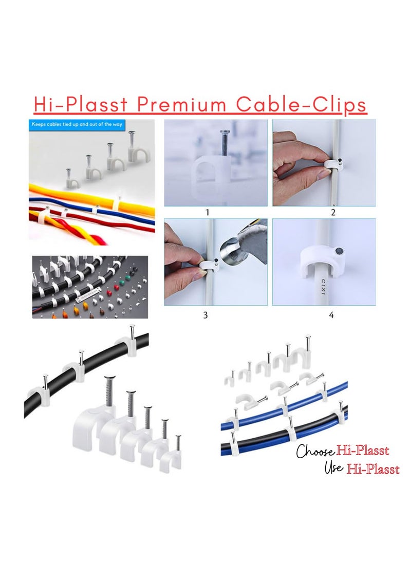 HI PLASST PINS N PLUGS HiPLASST 5mm100pcs Wire Fastener Circle Cable Clips with Metal Nails for Cable Management Cord Organizer round wire clamps for Hanging Cables Fitting on wall 5mm 100  - Image 3