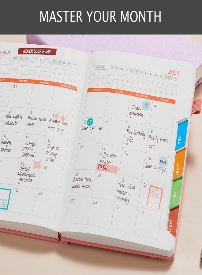 PLANNITY Daily Planner 2026, Planner Calendar Jan 2026 - Dec 2026 with Monthly Tabs, 5.7'' X 8.4'', 365 One Page Per Day Planner with Hourly Schedule, Leather Cover, Inner Pocket, Stickers, for Women/Men - Image 5
