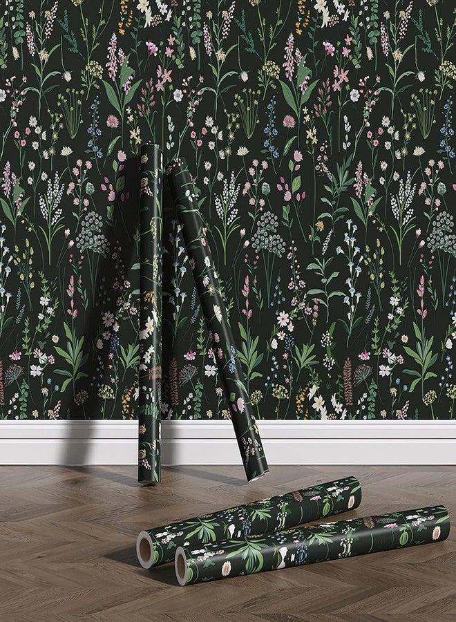 WY-BSO Adhesive Shelf Liner, Dresser Drawer Liner Textured Floral Contact Paper for Cabinets,Vinyl Film Decorative Drawer Liner for Bedroom Dresser Sticker (Dark Green, 17.3 inch x 118 inch) - Image 4