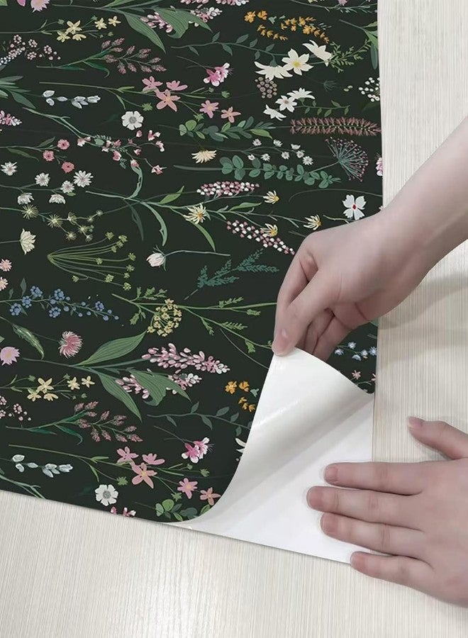WY-BSO Adhesive Shelf Liner, Dresser Drawer Liner Textured Floral Contact Paper for Cabinets,Vinyl Film Decorative Drawer Liner for Bedroom Dresser Sticker (Dark Green, 17.3 inch x 118 inch) - Image 2