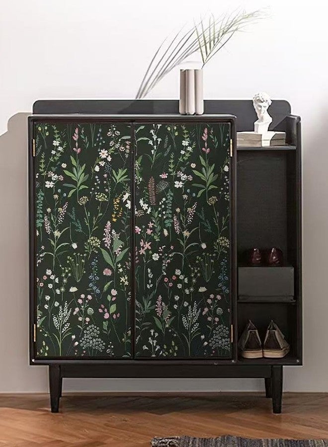 WY-BSO Adhesive Shelf Liner, Dresser Drawer Liner Textured Floral Contact Paper for Cabinets,Vinyl Film Decorative Drawer Liner for Bedroom Dresser Sticker (Dark Green, 17.3 inch x 118 inch) - Image 5