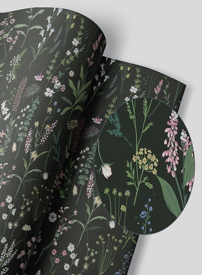 WY-BSO Adhesive Shelf Liner, Dresser Drawer Liner Textured Floral Contact Paper for Cabinets,Vinyl Film Decorative Drawer Liner for Bedroom Dresser Sticker (Dark Green, 17.3 inch x 118 inch) - Image 3