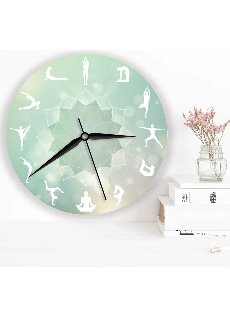 Hediye Sepeti Gift Basket Gift for Yoga Instructor Wooden Wall Clock