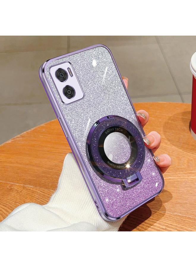 اس-توب جراب لهاتف Motorola Moto E22 / E22i، جراب دائري من مادة TPU بحامل لامع متدرج مطلي - Image 1