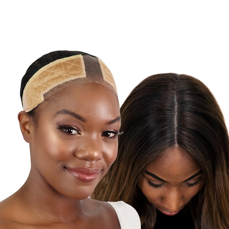 MILANO COLLECTION Wigrip Premium Lace Wig Band for Women Fully Adjustable  Reinforced Lace Wig Grip Band by Hairline Comfortable and Secure Glueless Velvet Headband Nude 2 Pack