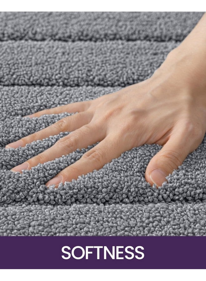 DEXI Bathroom Rug 43x24, Non Slip Washable Bath Mat for Shower Floor, Extra Large Absorbent Soft Bathmat with Rubber Backing, Quick Dry Microfiber Carpet, Grey - Image 3