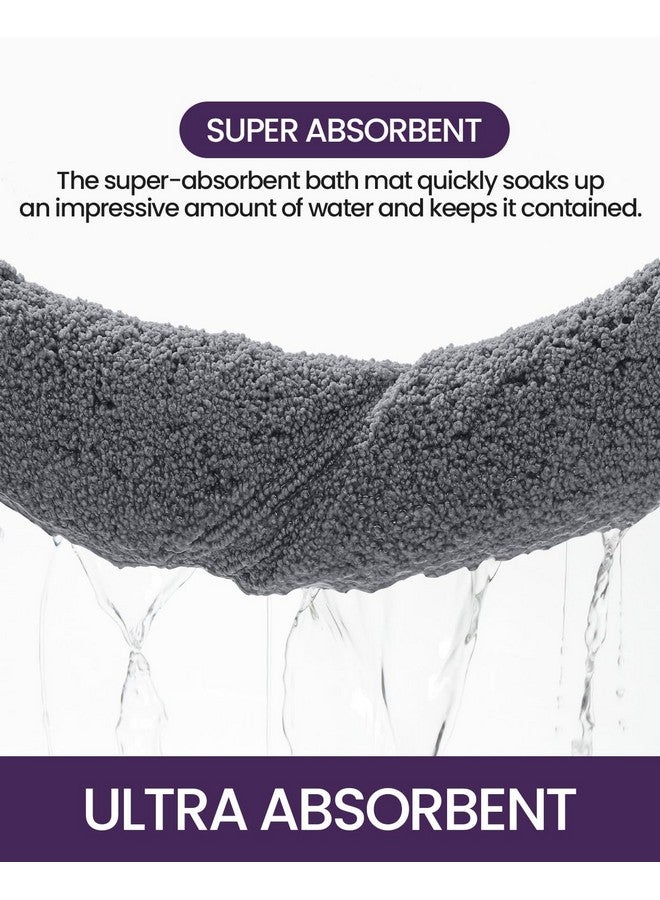 DEXI Bathroom Rug 43x24, Non Slip Washable Bath Mat for Shower Floor, Extra Large Absorbent Soft Bathmat with Rubber Backing, Quick Dry Microfiber Carpet, Grey - Image 4