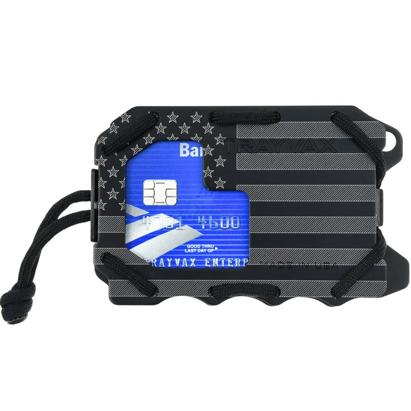 Trayvax Original 2.0 Wallet, RFID Front Pocket Tactical Metal Credit Card Holder with Money Clip, Slim Minimalist Wallet for Men and Women, Black Patriot - Image 1