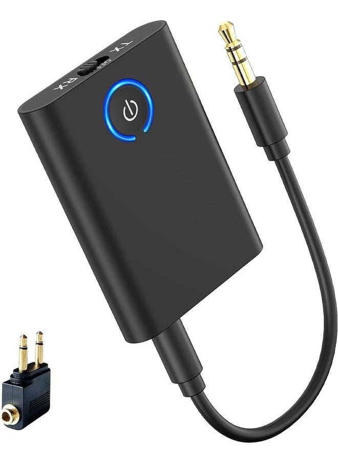 L&E Bluetooth 5.3 Adapter for Airplane to 2 Wireless Headphones,3.5mm Jack in-Flight Bluetooth Transmitter Receiver for TV,Dual Link AptX Adaptive/Low Latency/HD Audio for Home Stereo  - Image 1