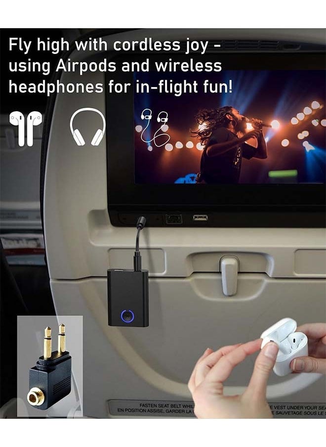 L&E Bluetooth 5.3 Adapter for Airplane to 2 Wireless Headphones,3.5mm Jack in-Flight Bluetooth Transmitter Receiver for TV,Dual Link AptX Adaptive/Low Latency/HD Audio for Home Stereo  - Image 2