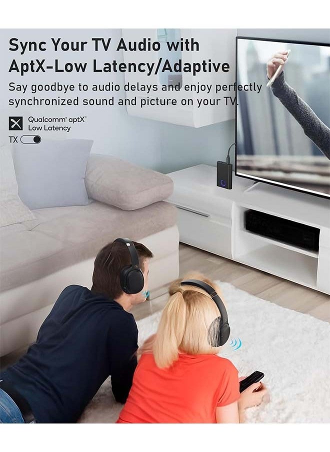 L&E Bluetooth 5.3 Adapter for Airplane to 2 Wireless Headphones,3.5mm Jack in-Flight Bluetooth Transmitter Receiver for TV,Dual Link AptX Adaptive/Low Latency/HD Audio for Home Stereo  - Image 3