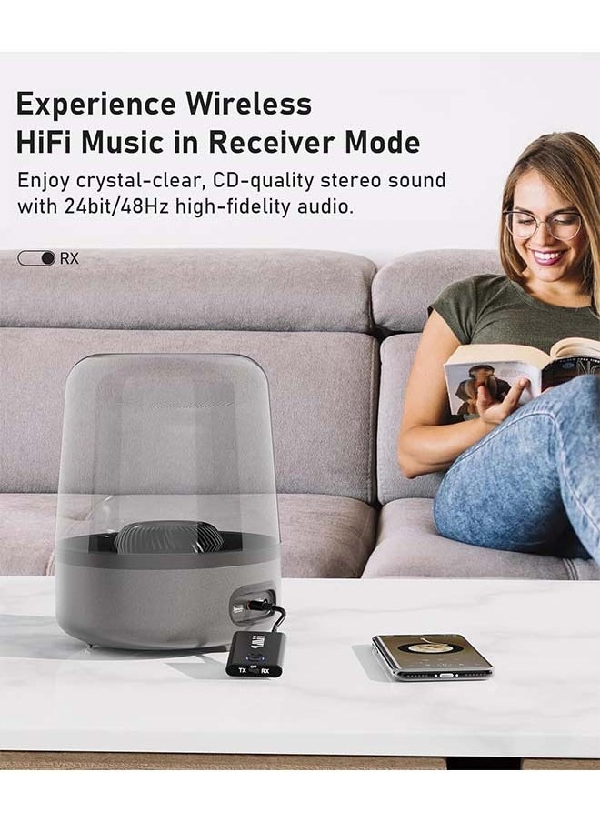 L&E Bluetooth 5.3 Adapter for Airplane to 2 Wireless Headphones,3.5mm Jack in-Flight Bluetooth Transmitter Receiver for TV,Dual Link AptX Adaptive/Low Latency/HD Audio for Home Stereo  - Image 4