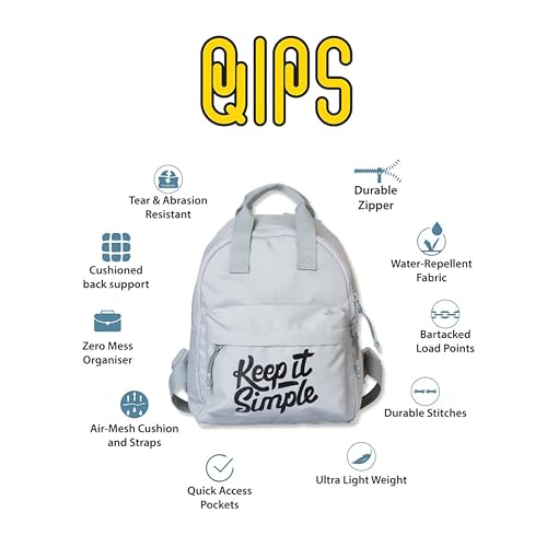 QIPS Keep It Simple 11-Inch Stylish & Trendy Mini Backpack for Travel, College & Daily Use | Compact & Durable Bag for Girls & Women - Light Grey - Image 4