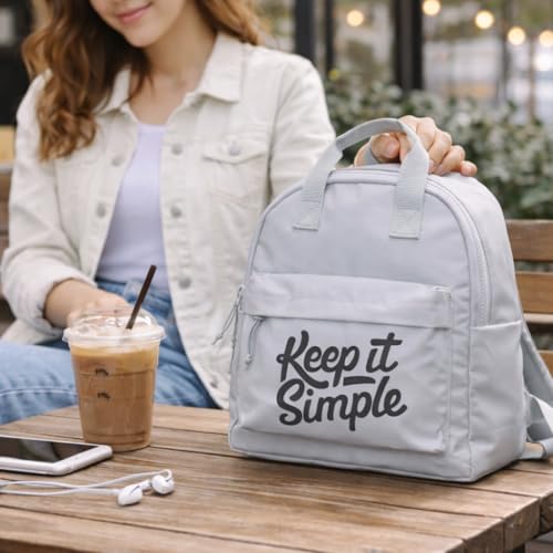 QIPS Keep It Simple 11-Inch Stylish & Trendy Mini Backpack for Travel, College & Daily Use | Compact & Durable Bag for Girls & Women - Light Grey - Image 2