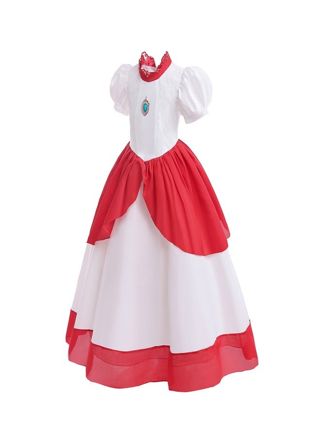 Loquat High Quality Short Sleeved Girl Princess Dress  White  - Image 2