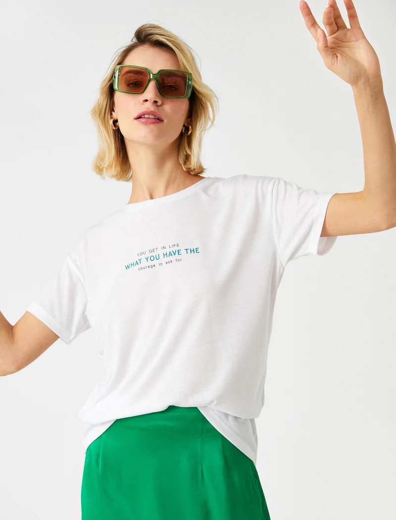 كوتون Oversized T-Shirt Printed Short Sleeve