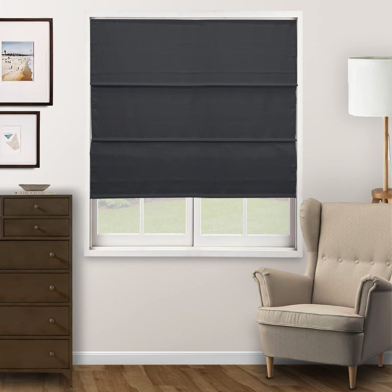 CHICOLOGY Roman Shades for Windows Roman Window Shades Roman Shades Window Treatments Window Shades for Home Polyester Window Shade Ridgewood Grey Privacy  Light Filtering 35 W X 72 H