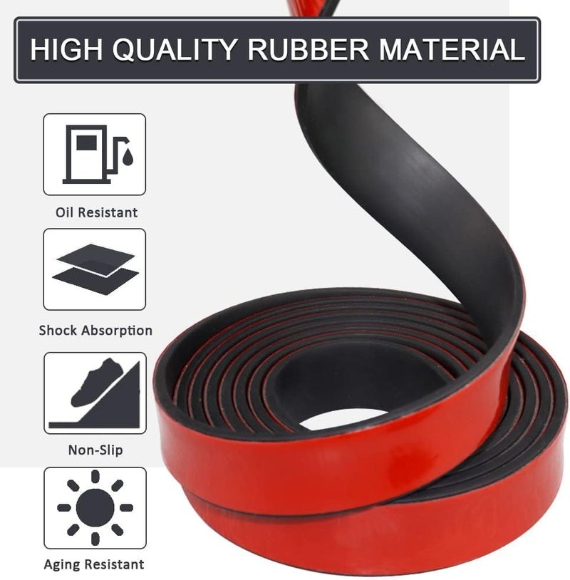 MACGQ Adhesive Rubber Strips with Adhesive Backing Self Stick Neoprene Solid Rubber Sheets Rolls Strips for Gaskets Pads Seals Crafts Protection (1" Wide x 1/8" Thick x 10' Long) - Image 2