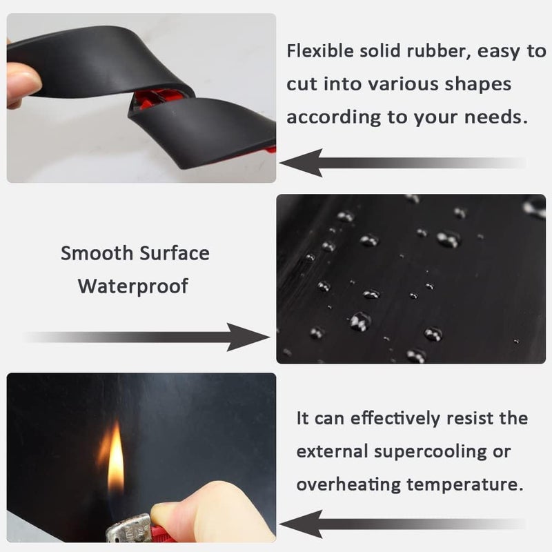 MACGQ Adhesive Rubber Strips with Adhesive Backing Self Stick Neoprene Solid Rubber Sheets Rolls Strips for Gaskets Pads Seals Crafts Protection (1" Wide x 1/8" Thick x 10' Long) - Image 3
