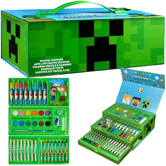 MINECRAFT ART SET, COLOURING SETS FOR CHILDREN, OVER 40 ART SUPPLIES FOR KIDS - Image 1
