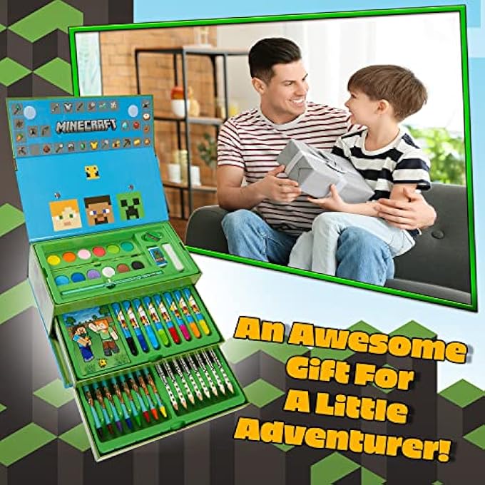 MINECRAFT ART SET, COLOURING SETS FOR CHILDREN, OVER 40 ART SUPPLIES FOR KIDS - Image 2